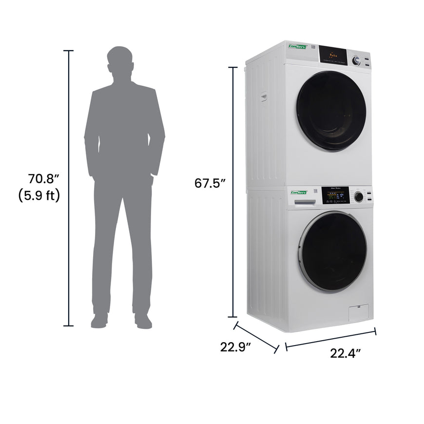 Conserv REGULAR STACKABLE CW 835 18 lbs Washer 1.9cf 110V+ ED 880 Vented Sensor Dryer 4cf 220V