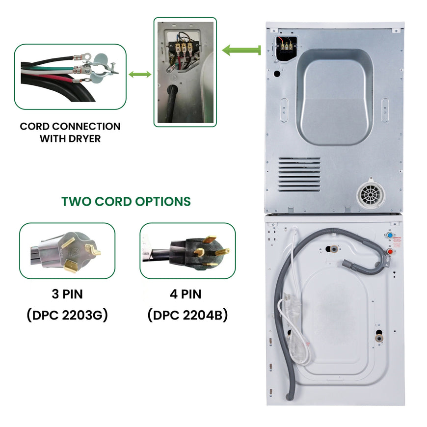 Conserv REGULAR STACKABLE CW 835 18 lbs Washer 1.9cf 110V+ ED 880 Vented Sensor Dryer 4cf 220V