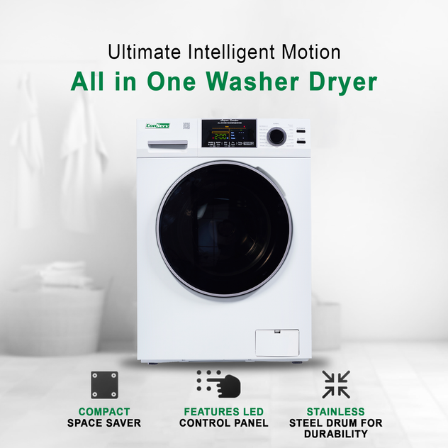 Conserv All-In-One CONVERTIBLE Washer-Dryer 18lb/1.9cf SANITIZE ALLERGEN Cycle 1400RPM