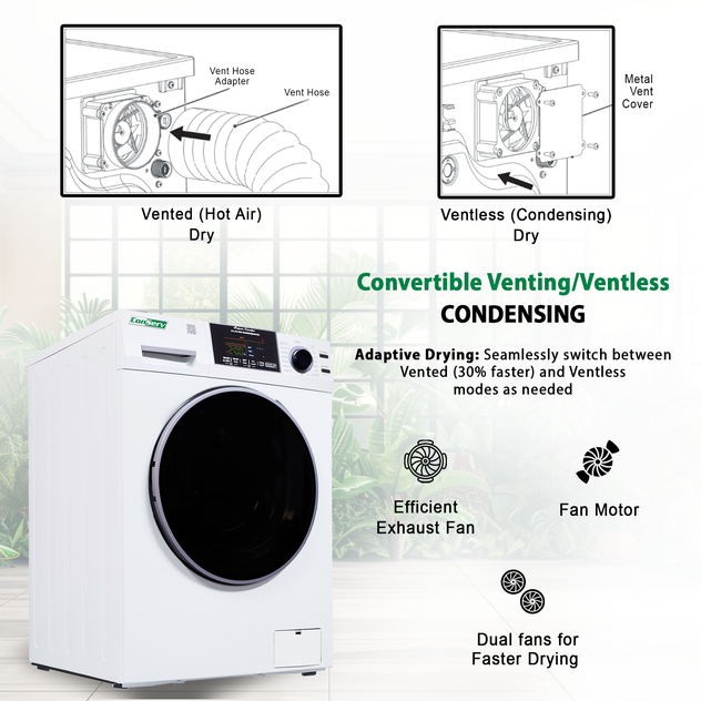 Conserv All-In-One CONVERTIBLE Washer-Dryer 18lb/1.9cf SANITIZE ALLERGEN Cycle 1400RPM