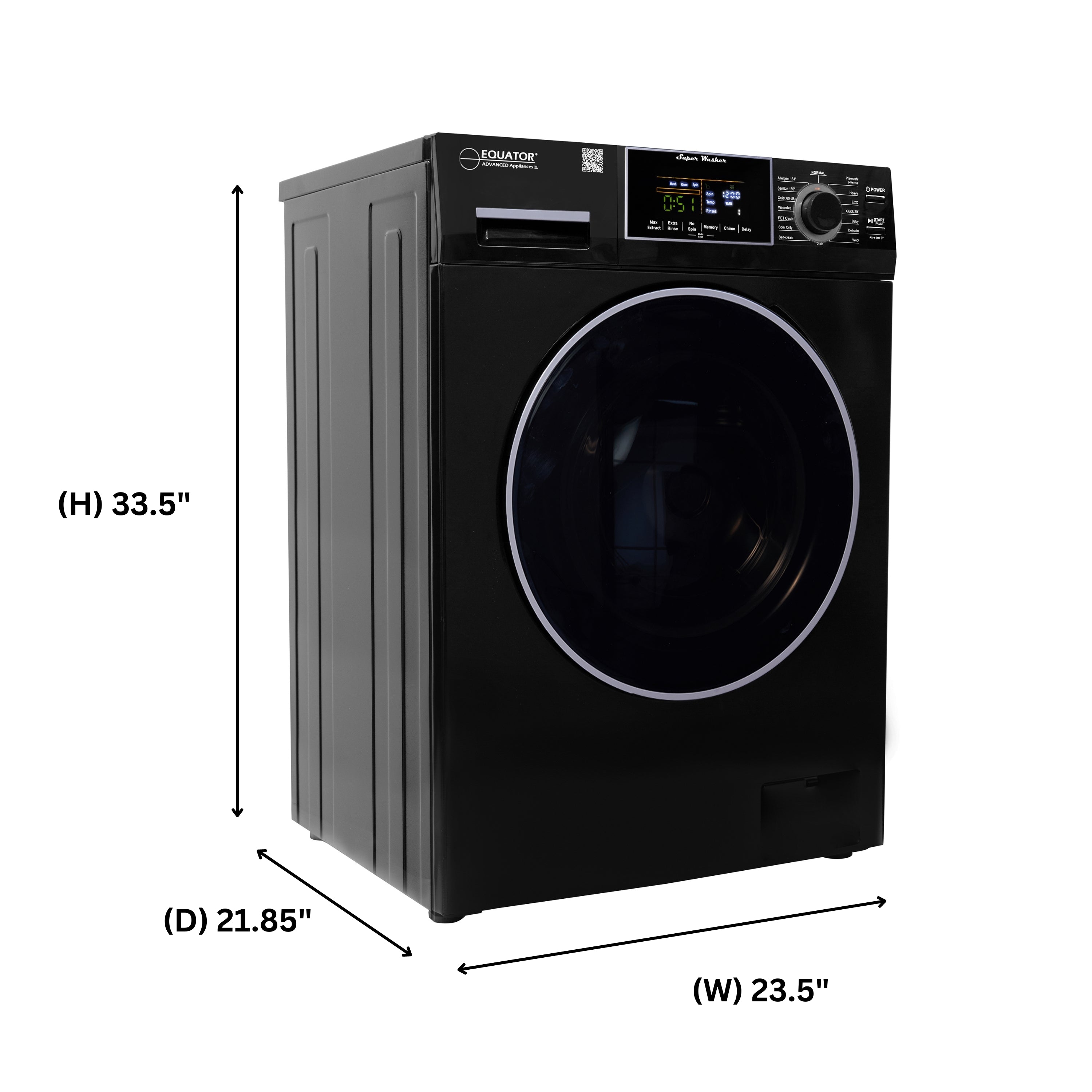 Conserv Compact Washer 1.6cf/15lbs Sani Allergen PET CYCLE 15 Programs 110V