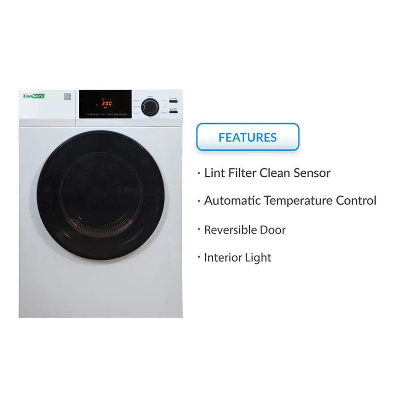 Conserv 4 cu.ft. 220V Electric Stackable Vented Sensor Dryer Reversible Door (880)