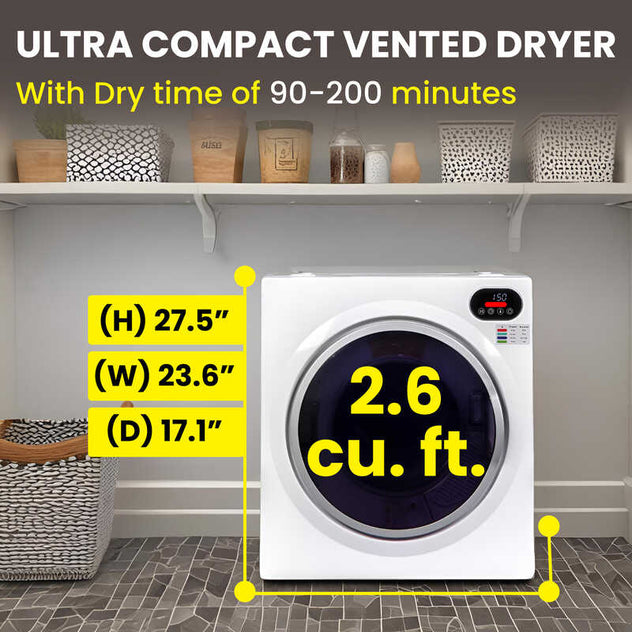 Conserv Ultra Compact Short Vented SENSOR Dryer 2.6cf/10lb LED Ops 110V/1400W