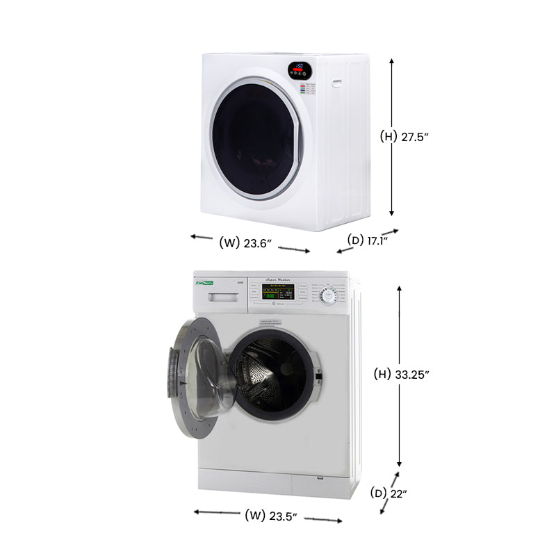 110V Digital Ultra Compact Set Washer 1.57cf + Vented Sensor Dryer 2.6cf