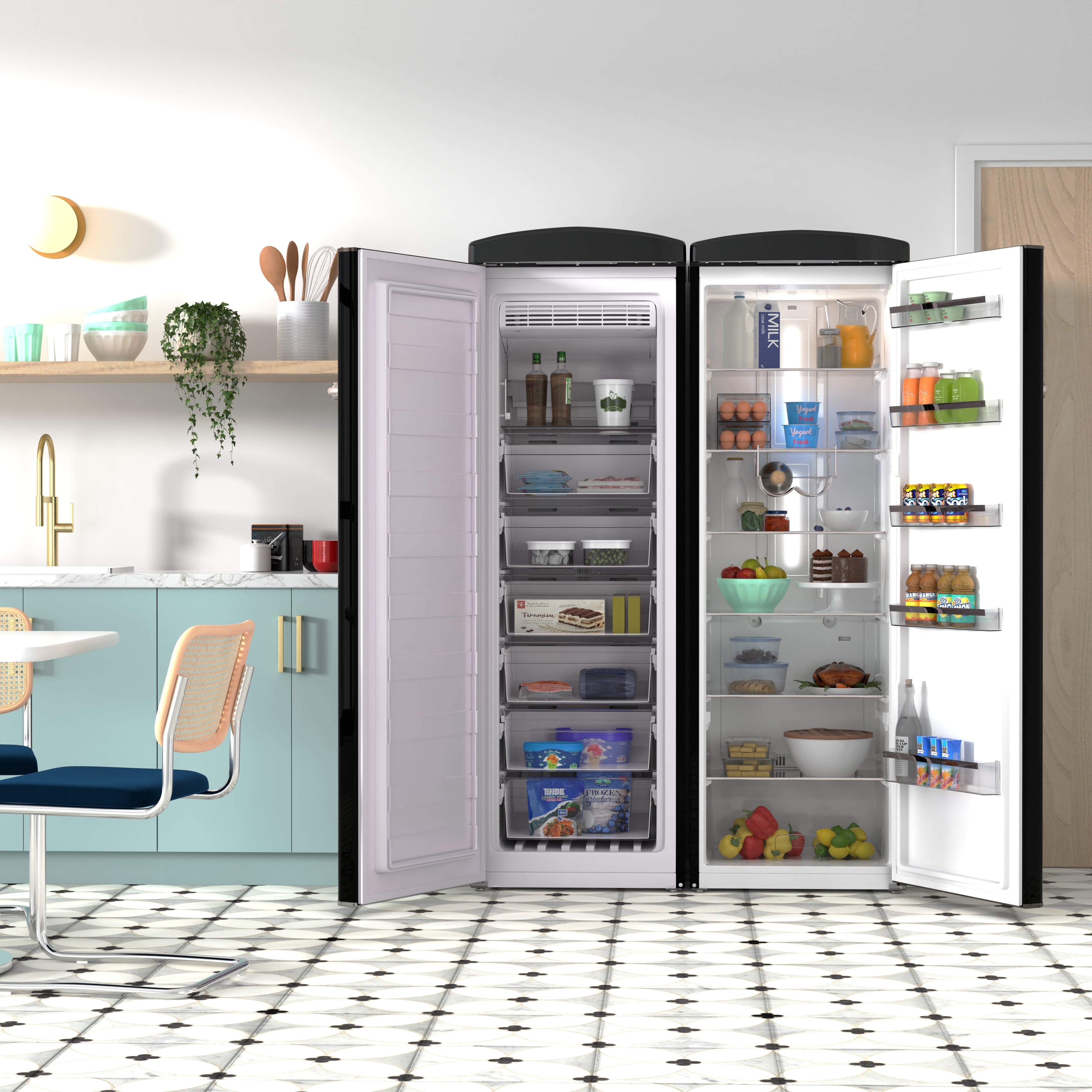Conserv 24in Retro Set Refrigerator 11cf + Upright Freezer 8.3cf E-Star 110V
