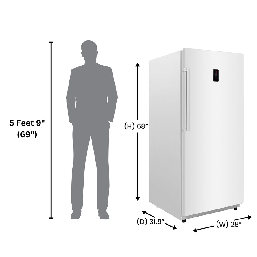 Conserv 17cf Upright Freezer CONVERTIBLE REF Garage Ready E-Star 28in wide 110V