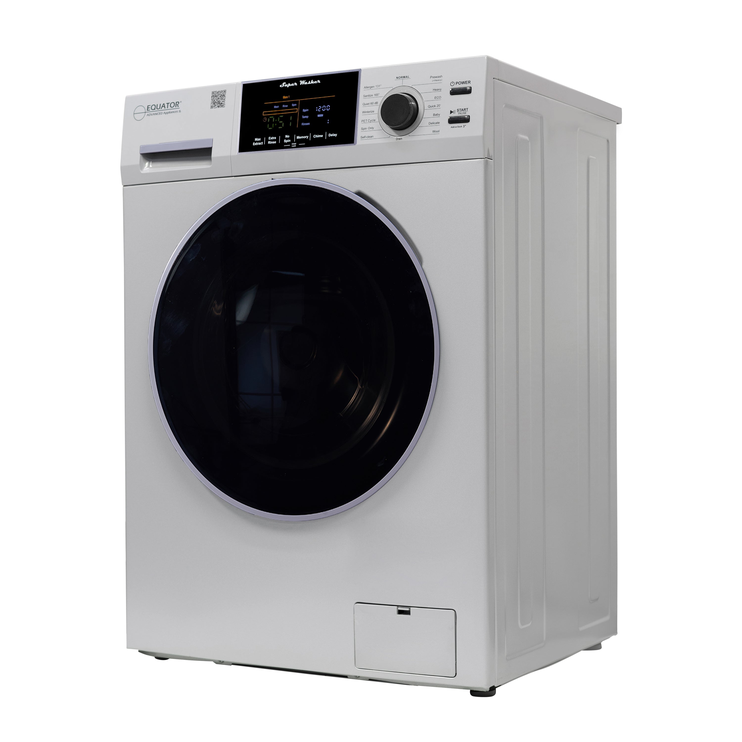 Conserv Compact Washer 1.6cf/15lbs Sani Allergen PET CYCLE 15 Programs 110V