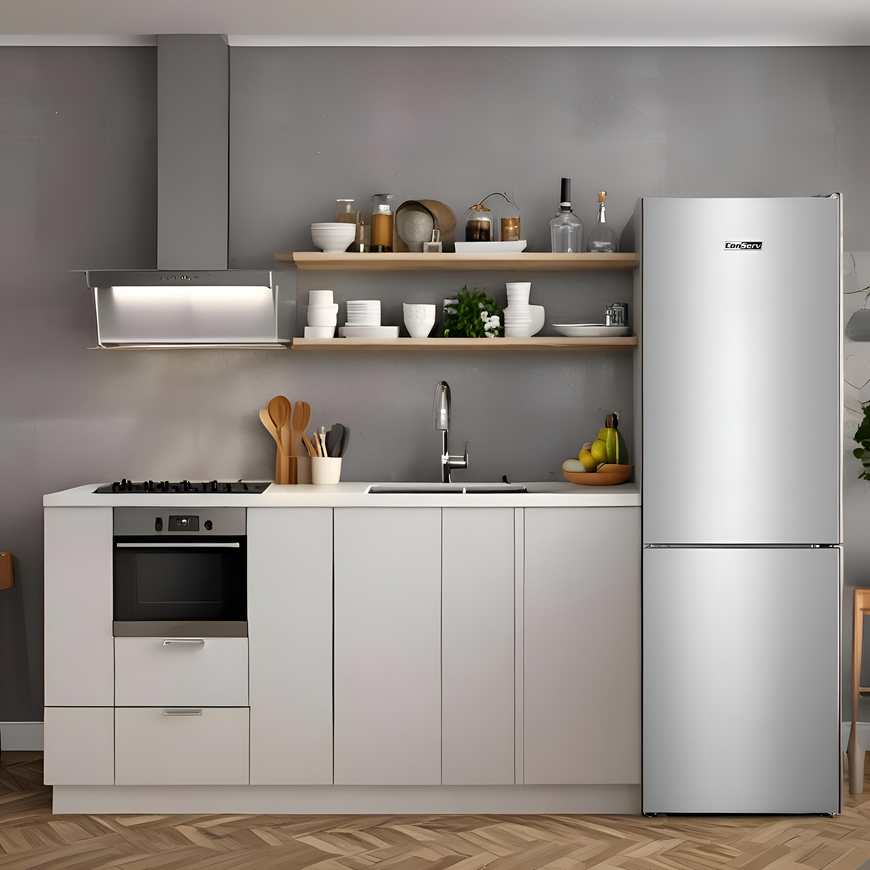 Conserv 11.5cf Tall Frost Free Ref-Freezer 24in Wine Rack E-Star 43dB Stainless