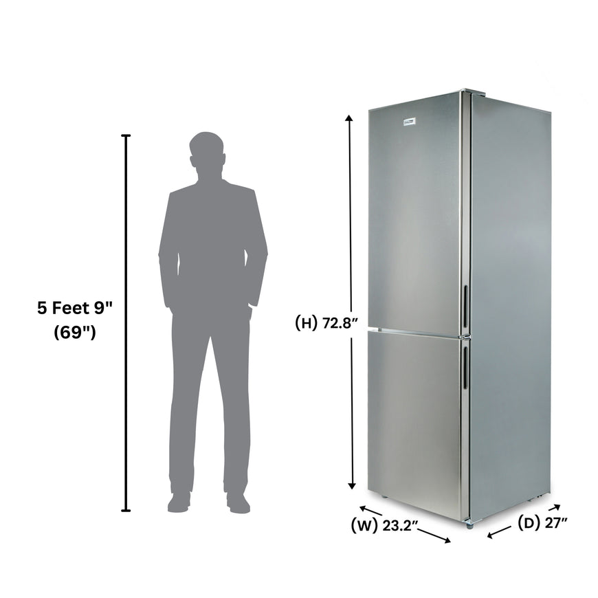Conserv 11cf Bottom Freezer Refrigerator 24in w/ WINE RACK Stainless 110V