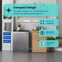 Conserv 18in STAINLESS Compact Mini Refrigerator 2.6cf Reversible