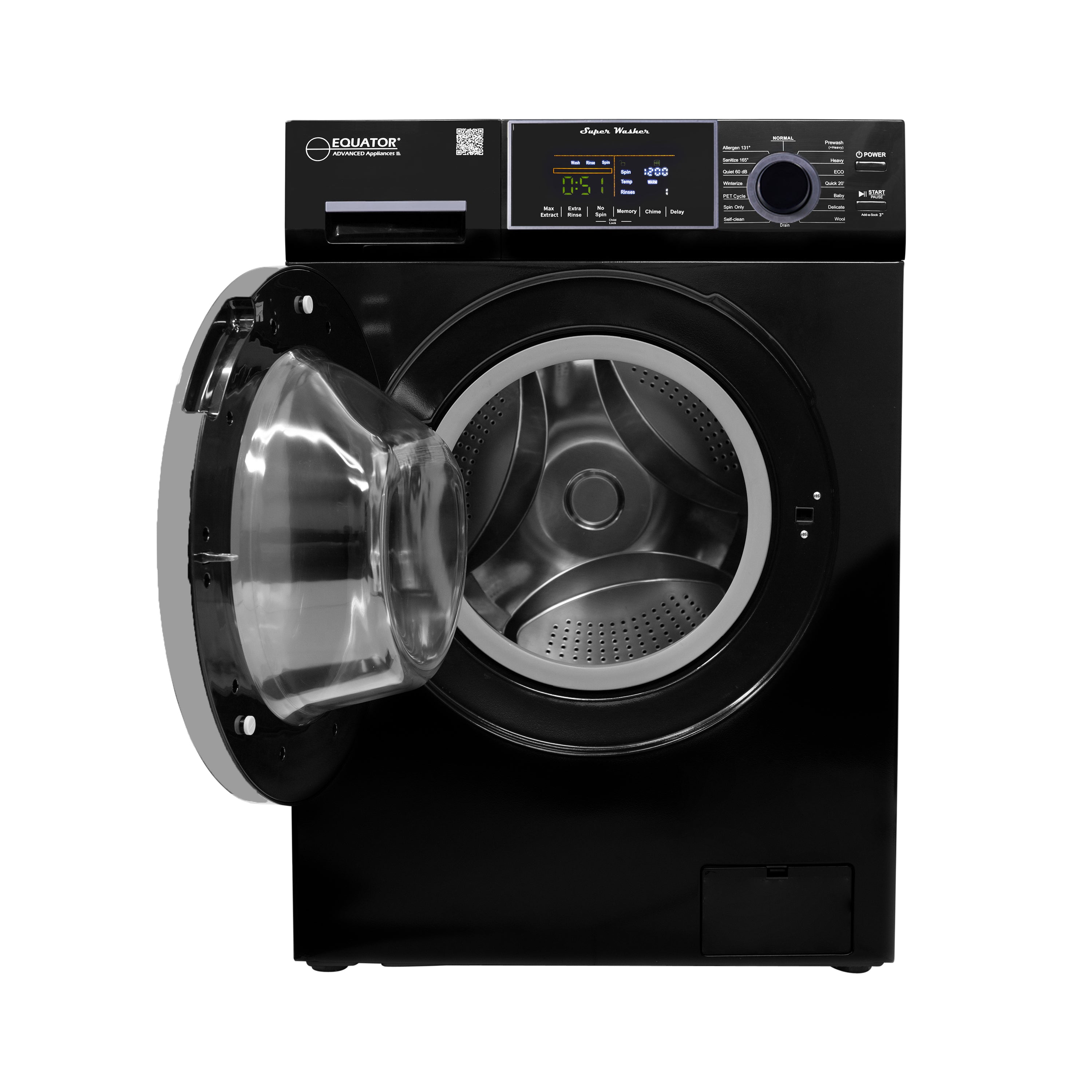 Conserv Compact Washer 1.6cf/15lbs Sani Allergen PET CYCLE 15 Programs 110V