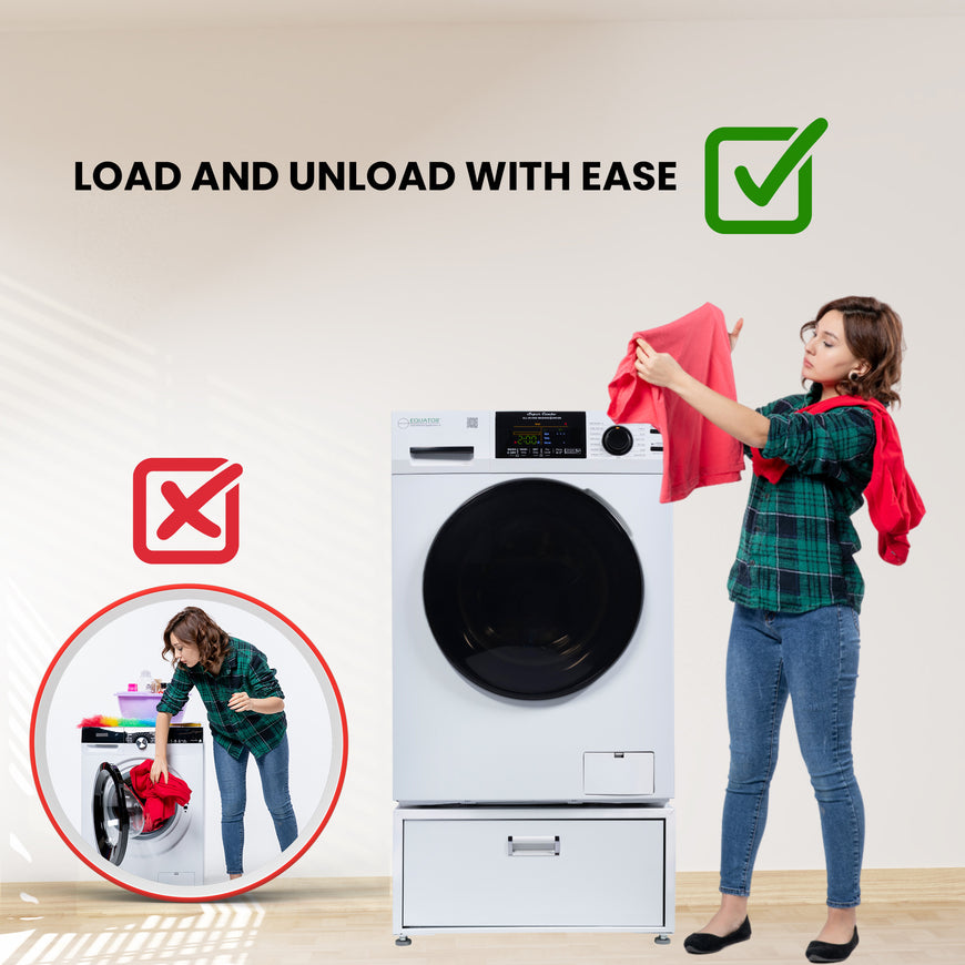 Conserv 24in Laundry Pedestal 11in tall + Rollout Storage Drawer Adjustable feet
