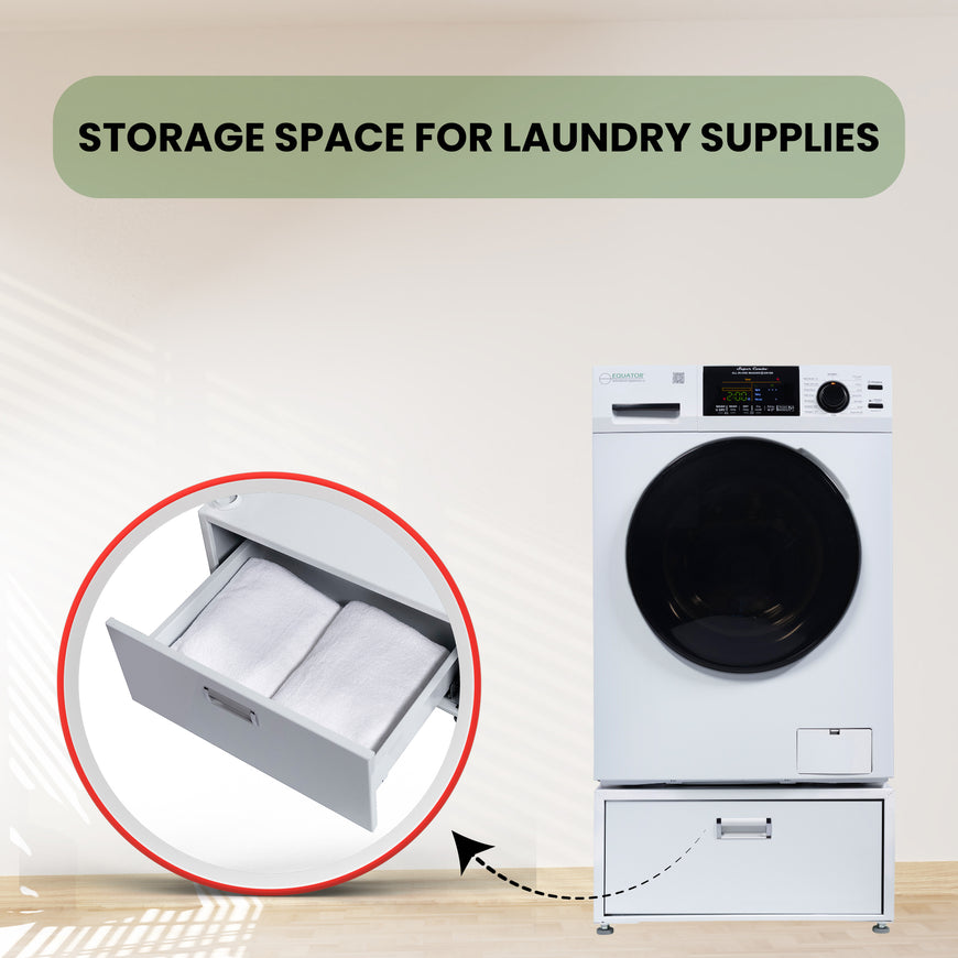 Conserv 24in Laundry Pedestal 11in tall + Rollout Storage Drawer Adjustable feet