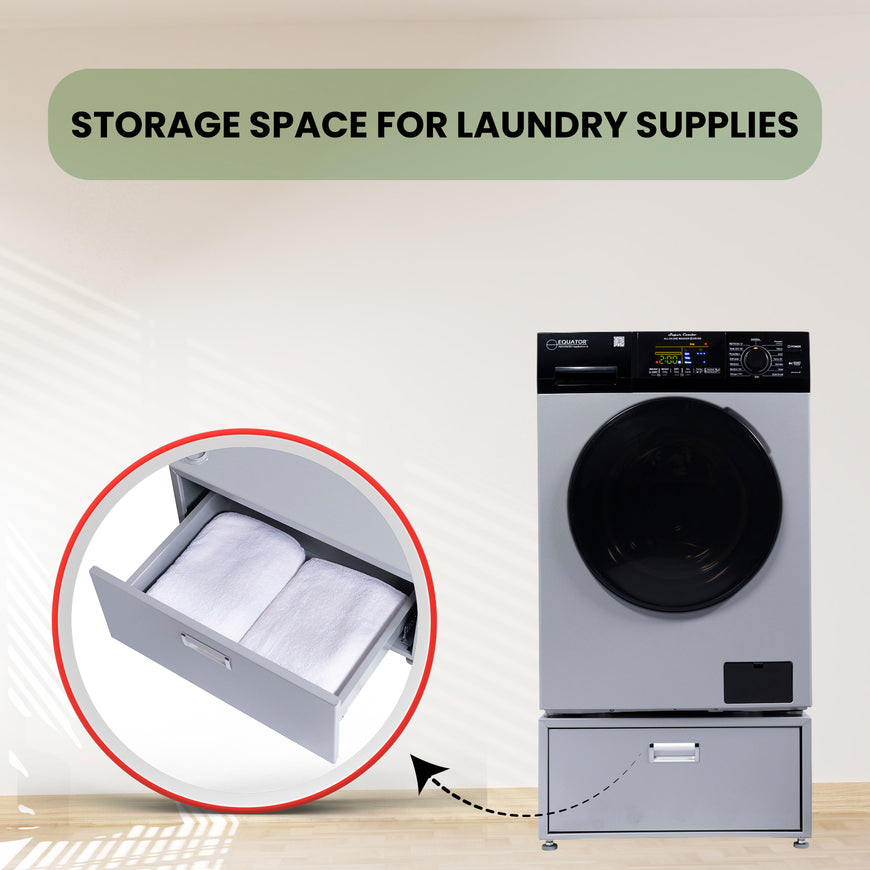 Conserv 24in Laundry Pedestal 11in tall + Rollout Storage Drawer Adjustable feet