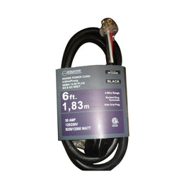 POWER CORD FOR COOKING RANGE 250V 30Amp 4-Wire w/Side Grip Plug 6 Feet Black