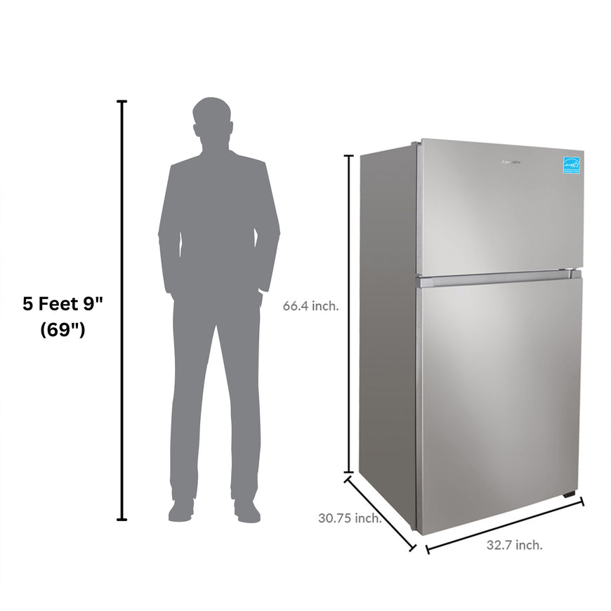 Conserv 33in Apartment Refrigerator 21cf Top Freezer FACTORY INSTALLED ICE MAKER E-Star 110V